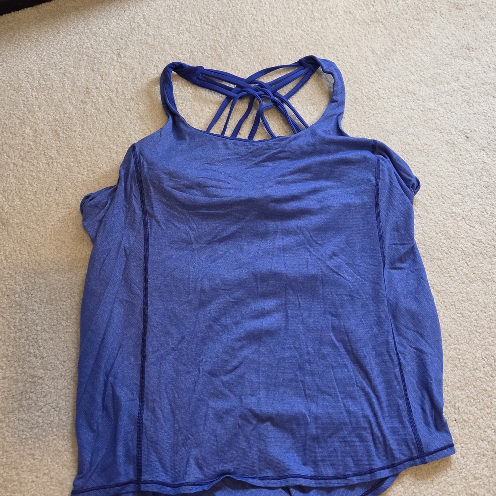 Lululemon Athletica Royal Blue Strappy Tank Top With Partially Open Back
